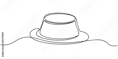 Flan continuous one line drawing. Pudding line art drawing
