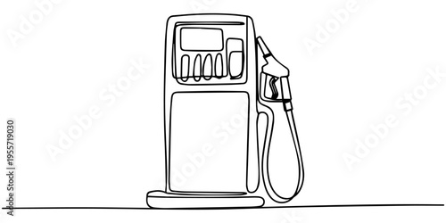 continuous one line drawing Vector illustration of a single line drawing gas pump