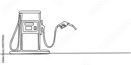 continuous one line drawing Vector illustration of a single gas pump