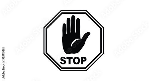 Black stop sign with a hand gesture a striking silhouette