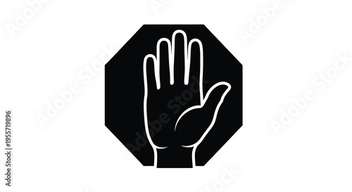 Black stop sign with a hand gesture a striking silhouette
