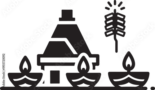 Set of 4 Diwali festival icons vector