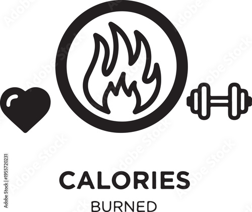 Vector icon of calories burned fitness symbols