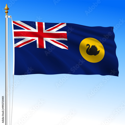 Western Australia territory, Australia, waving flag, Oceania, vector illustration