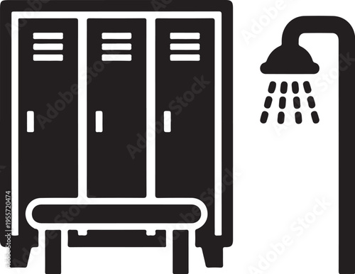 Vector icon of gym locker room facilities