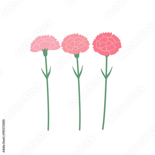 母の日素材　カーネーションのイラスト　アイコン　シンプルでかわいいイラスト　赤とピンク
