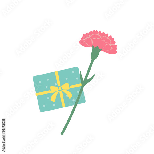 母の日素材　カーネーションのイラスト　アイコン　シンプルでかわいいイラスト　赤とピンク
