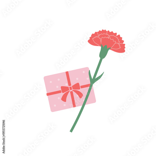 母の日素材　カーネーションのイラスト　アイコン　シンプルでかわいいイラスト　赤とピンク

