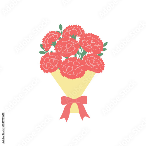 母の日素材　カーネーションのイラスト　アイコン　シンプルでかわいいイラスト　赤　ピンク