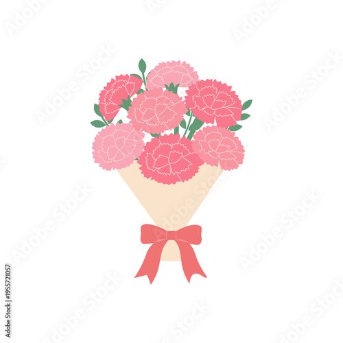 母の日素材　カーネーションのイラスト　アイコン　シンプルでかわいいイラスト　赤　ピンク