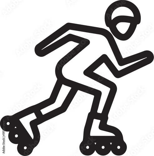 Black vector illustration of a person rollerblading