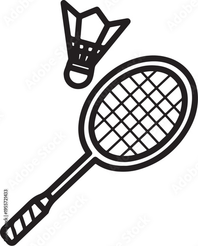 Vector illustration of badminton racket and shuttlecock