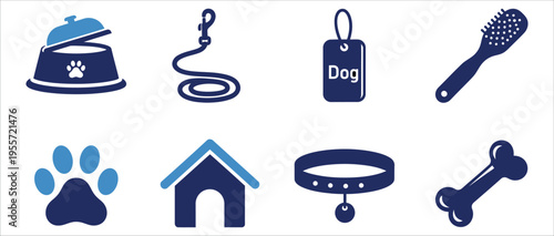 Dog care and accessories icons