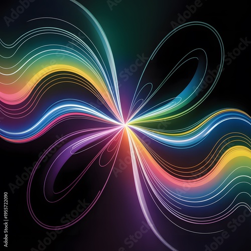Futuristic Neon Wave Connection Background with Glowing Lines and Digital Network Elements, Abstract Technology Flow in Purple and Blue Gradient, Cyber Energy Stream Design for Innovation and Data Con