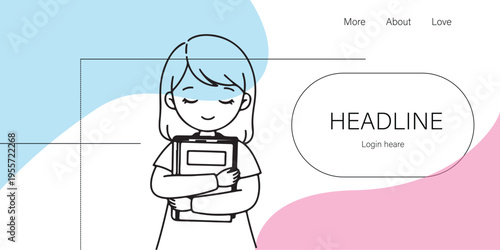 woman book web page style line art vector design