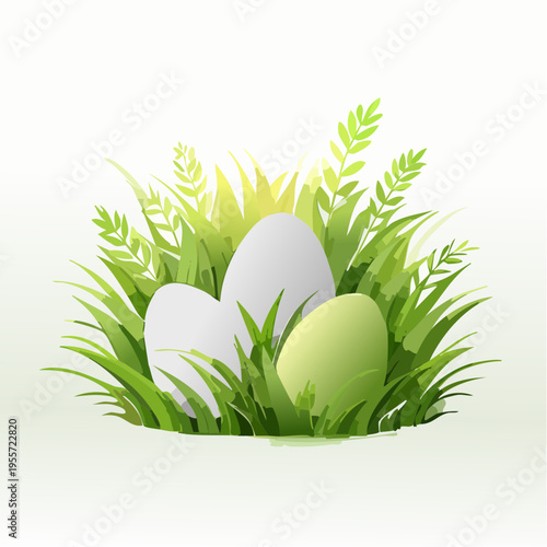 Natürlicher Hintergrund mit Eiern im Gras