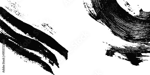 Black Grunge Paint Stroke Texture Vector in Pop Art Style. Abstract Brush Stroke Background with Rough Edges, Distressed Effect and Bold Ink Pattern.