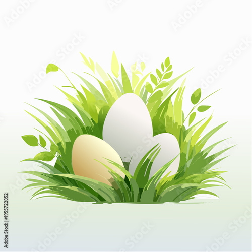 Natürlicher Hintergrund mit Eiern im Gras
