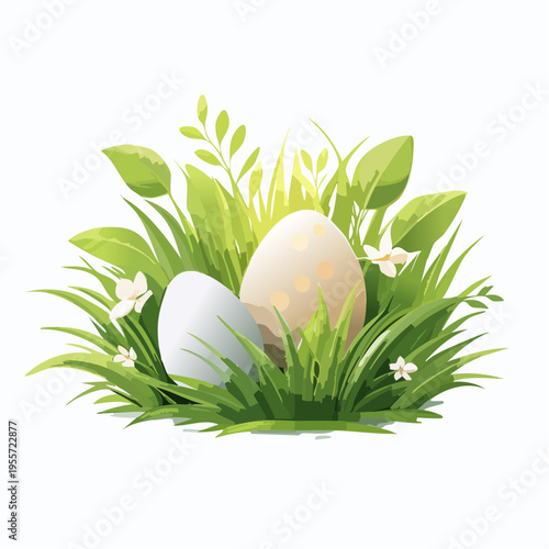 Natürlicher Hintergrund mit Eiern im Gras