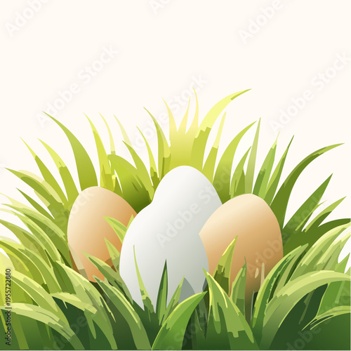 Natürlicher Hintergrund mit Eiern im Gras