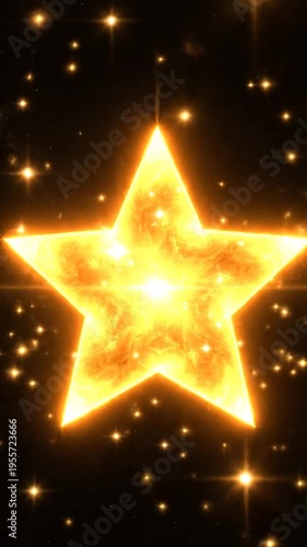 Glowing golden star shining brightly in space with sparkling background