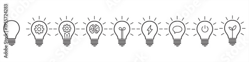 Light bulb icon set for idea and innovation concept. Creative thinking and solution symbols. vector illustration of light bulb for creativity.