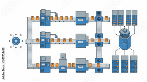 Industrial manufacturing process flow diagram.