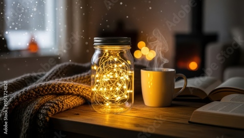 Wallpaper Mural Cozy evening with warm lighting and a good book Torontodigital.ca