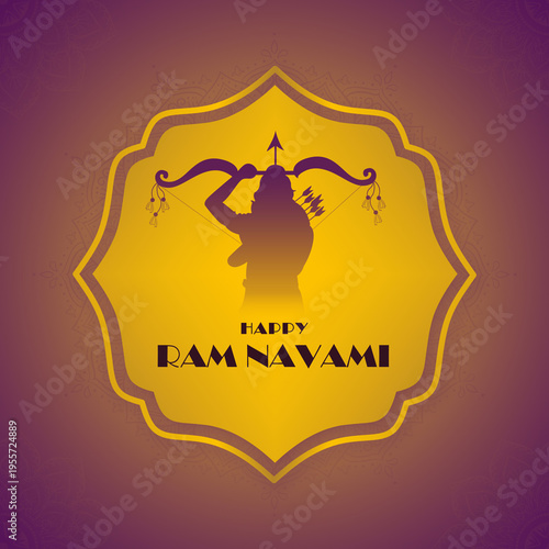 Lord Rama Ram Navami Greeting – Hindu Festival, Culture, Tradition, Spiritual, Bow and Arrow, Warrior, Celebration, Religious, Social Media Post, Banner Design, Template