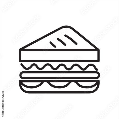  Sandwich line icon. Lunch, snack, toast. Food concept. Vector illustration can be used for topics like catering, cooking, meal