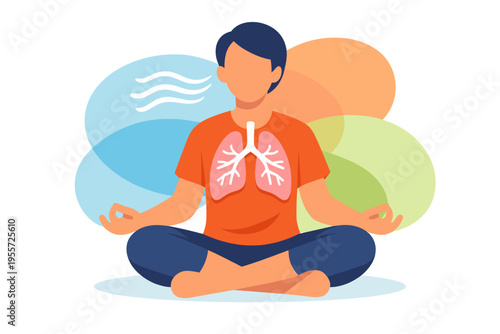 Person meditating with lungs visible showing breathing.