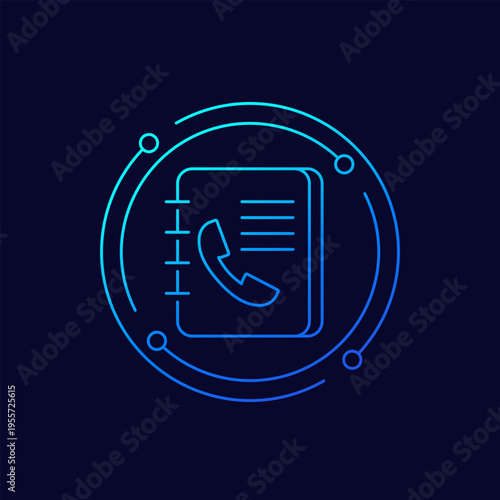phone book icon, linear design