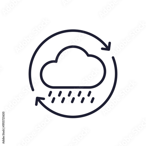 rainwater harvesting icon on white, line design
