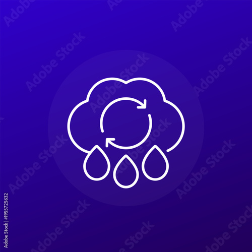 rainwater harvesting icon, line design
