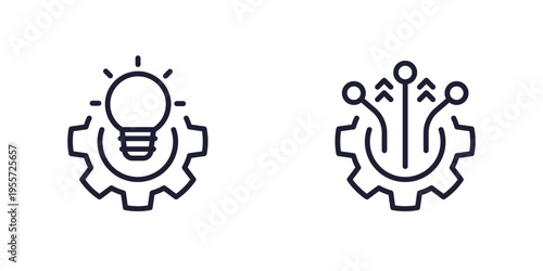 solution line icons with light bulb and gears