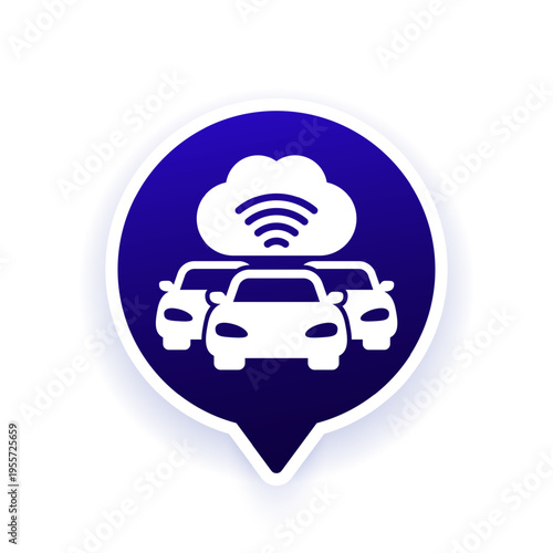 smart car fleet vector icon, cloud technologies for transport