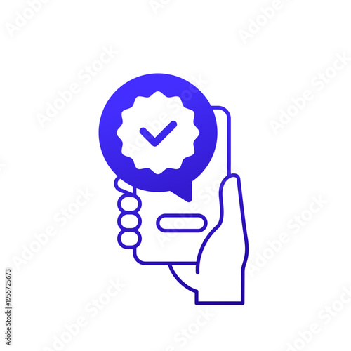 verification icon with a phone in hand