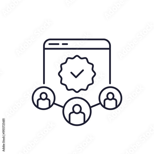 verification line icon with users