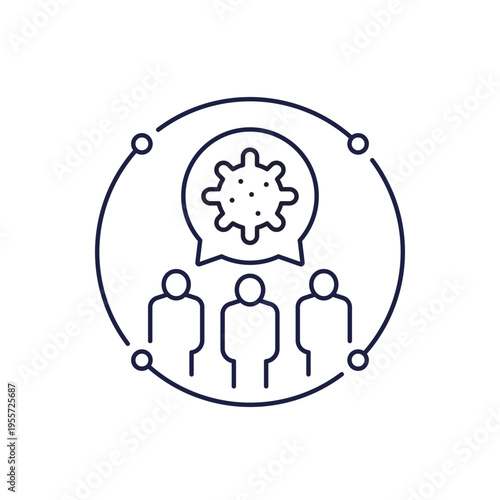 virus and people icon in line design