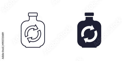 water refill icons on white, line and solid design