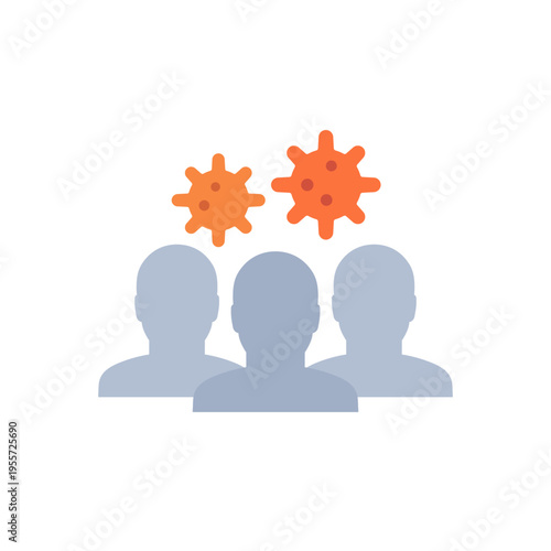 virus and people icon, vector flat design