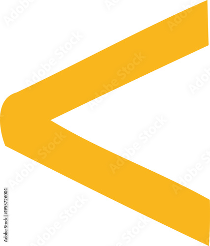 A bright yellow greater than mathematical symbol isolated against a clean white background surface Vector