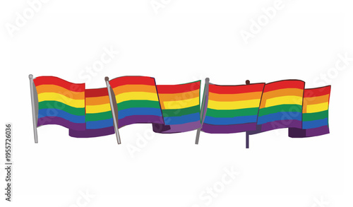 Multiple LGBT pride flags vector set rainbow flags collection isolated on white background