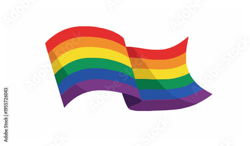 Rainbow pride flag vector illustration LGBT flag waving isolated on white background