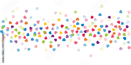 Colorful hearts confetti, happy birthday party glitter decor, rainbow colors childish decor