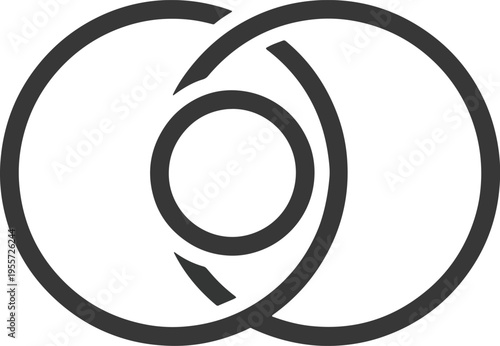 Black and white overlapping circular shapes.