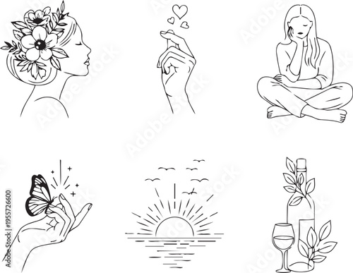 Harmony and serenity: a collection of mindful and relaxing illustrations