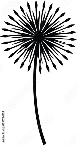 Dandelion flower seed head silhouette vector icon illustration design