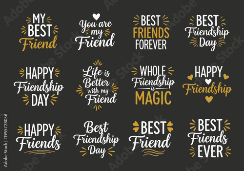Best friends day quotes and typography