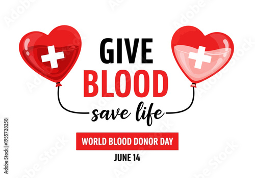 Red heart balloons for world blood donor day